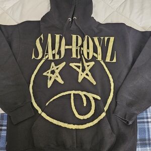 SadBoyz Black Pullover Hoodie with Gold Graphic